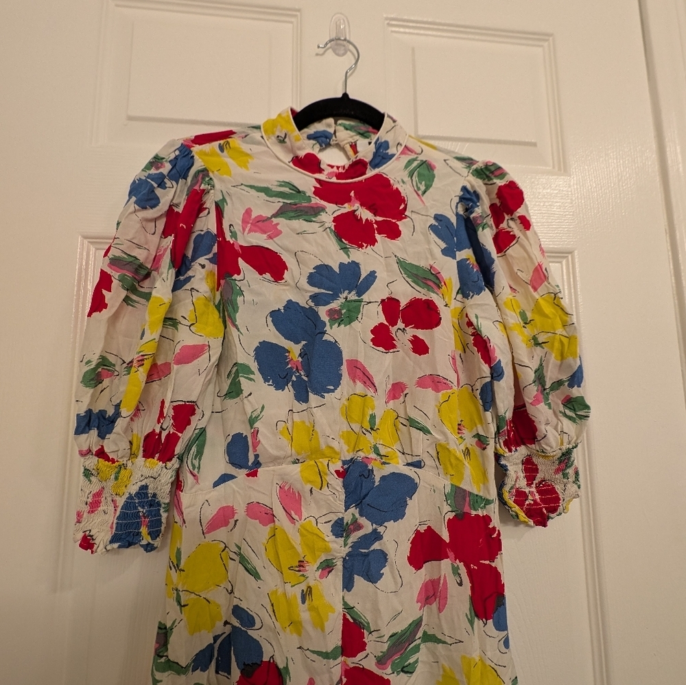 RIXO x Target Mock Neck Cascade Floral Ruffle Midi Dress Retro Modest Sz 2 - Picture 4 of 6